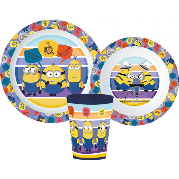 Minions – Kinderserviesset 3-delig – Bord, Kom en Beker